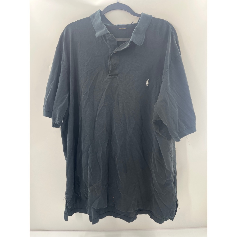 Polo Ralph Lauren Mens 2XLT Black Pima Stretch Mesh Polo Shirt Tall Short Sleeve
